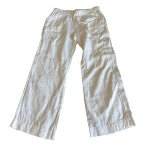 Tommy Bahama Womens White Linen Wide Leg Drawstring Pants Size Small TW115953